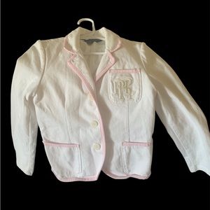 Polo Ralph Lauren Girls Blazer White& pink Size 6X
